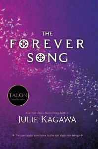 The Forever Song (Blood of Eden #3) by Julie Kagawa  Goodreads | Purchase VENGEANCE WILL BE HERS  Allison Sekemoto once struggled with the question: human or monster?  With the death of her love, Zeke, she has her answer.  MONSTER  Allie will embrace her cold vampire side to hunt down and end Sarren, the psychopathic vampire who murdered Zeke. But the trail is bloody and long, and Sarren has left many surprises for Allie and her companions—her creator, Kanin, and her blood brother, Jackal. The trail is leading straight to the one place they must protect at any cost—the last vampire-free zone on Earth, Eden. And Sarren has one final, brutal shock in store for Allie.  In a ruined world where no life is sacred and former allies can turn on you in one heartbeat, Allie will face her darkest days. And if she succeeds, triumph is short-lived in the face of surviving forever alone.